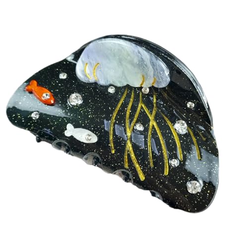 Itkcozcg Stilvolle Haarklammer im Marine-Design mit Quallen-Design, Acryl-Haarspange, Haar-Accessoire für Frauen u Itkcozcg Stilvolle Haarklammer im Marine-Design mit Quallen-Design, Acryl-Haarspange, Haar-Accessoire für Frauen u von Itkcozcg