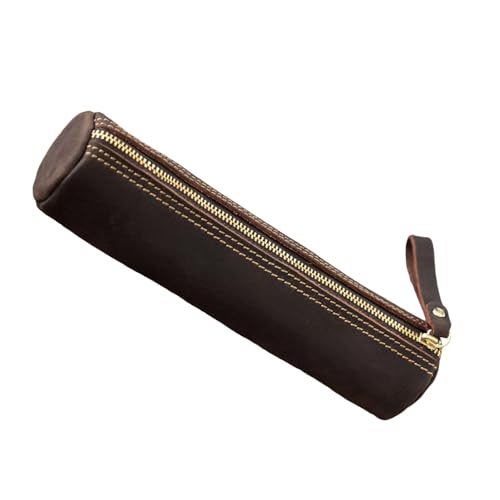 Itkcozcg Tragbares Federmäppchen aus Leder, leichter Füllfederhalter-Schutz mit Reißverschluss für den täglichen Gebrauch, Federmäppchen, Kaffeebraun von Itkcozcg