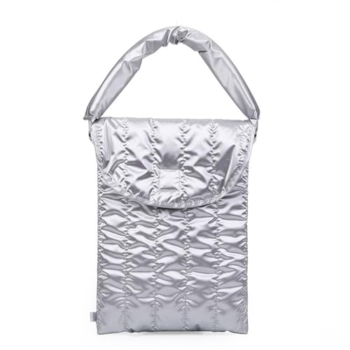 Kosmetiktasche mit großer Kapazität, Wolkenstruktur, stoßfester Tablettenhalter, doppellagig, schützende Puffy-Tasche, faltbar, Blasenstruktur, Kosmetik- und Gadget-Organizer, B, Silver von Itkcozcg
