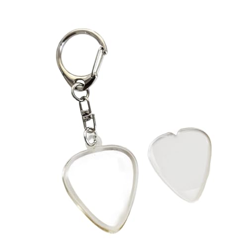 Transparenter Gitarrenplektrenhalter mit Verschluss, kompakte Aufbewahrungsbox für einfachen Zugriff und 10 Kapazität, Haltbarkeit, Plektrum-Organizer, Schlüsselanhänger in Herzform von Itkcozcg