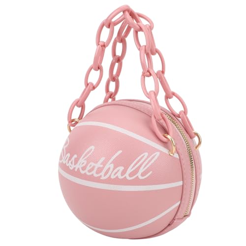 Itonash Süße Basketballform Kette Schulter Handtasche PU Lederhandtasche mit Top Reißverschluss Design, Geeignet für Frauen Mädchen (Rosa) von Itonash