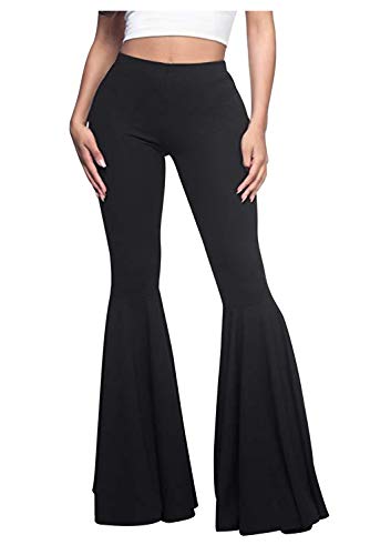 Itresty Damen Hose mit Glöckchen, hohe Taille, ausgestellt, Meerjungfrau-Hose Gr. S, Schwarz von Itresty
