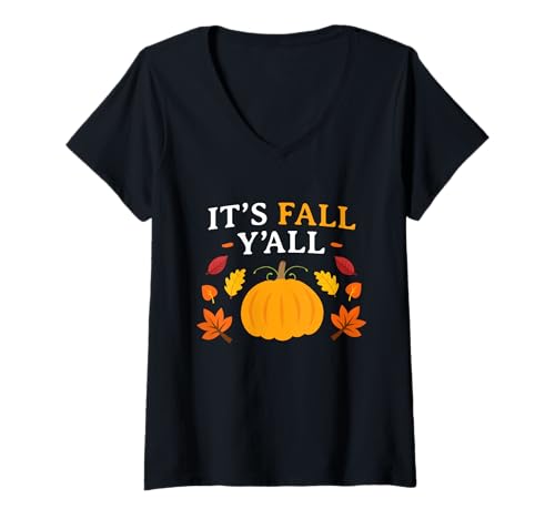 Damen It's Fall Yall Thanksgiving Kürbis Herbst Lehrer Krankenschwester Kinder T-Shirt mit V-Ausschnitt Damen It's Fall Yall Thanksgiving Kürbis Herbst Lehrer Krankenschwester Kinder T-Shirt mit V-Ausschnitt von Its Fall Yall Autumn Halloween Women Men Tee Shirt
