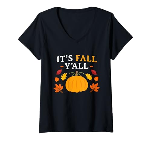 Damen Its Fall Yall Herbst Thanksgiving Kürbis Halloween Kostüm T-Shirt mit V-Ausschnitt Damen Its Fall Yall Herbst Thanksgiving Kürbis Halloween Kostüm T-Shirt mit V-Ausschnitt von Its Fall Yall Thanksgiving Fall Tee Shirts