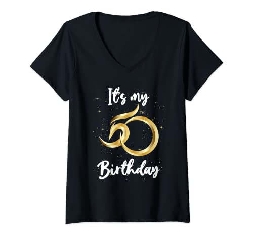 Damen "It's My 50th Birthday Party Golden Age" T-Shirt mit V-Ausschnitt Damen "It's My 50th Birthday Party Golden Age" T-Shirt mit V-Ausschnitt von Its My 50th Birthday Party