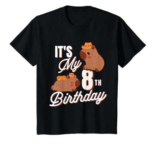 Kinder Funny It's My 8th Birthday Capybara 8 Year Old Birthday T-Shirt Kinder Funny It's My 8th Birthday Capybara 8 Year Old Birthday T-Shirt von Its My Capy Birthday Happy Capybara Birthday Shirt