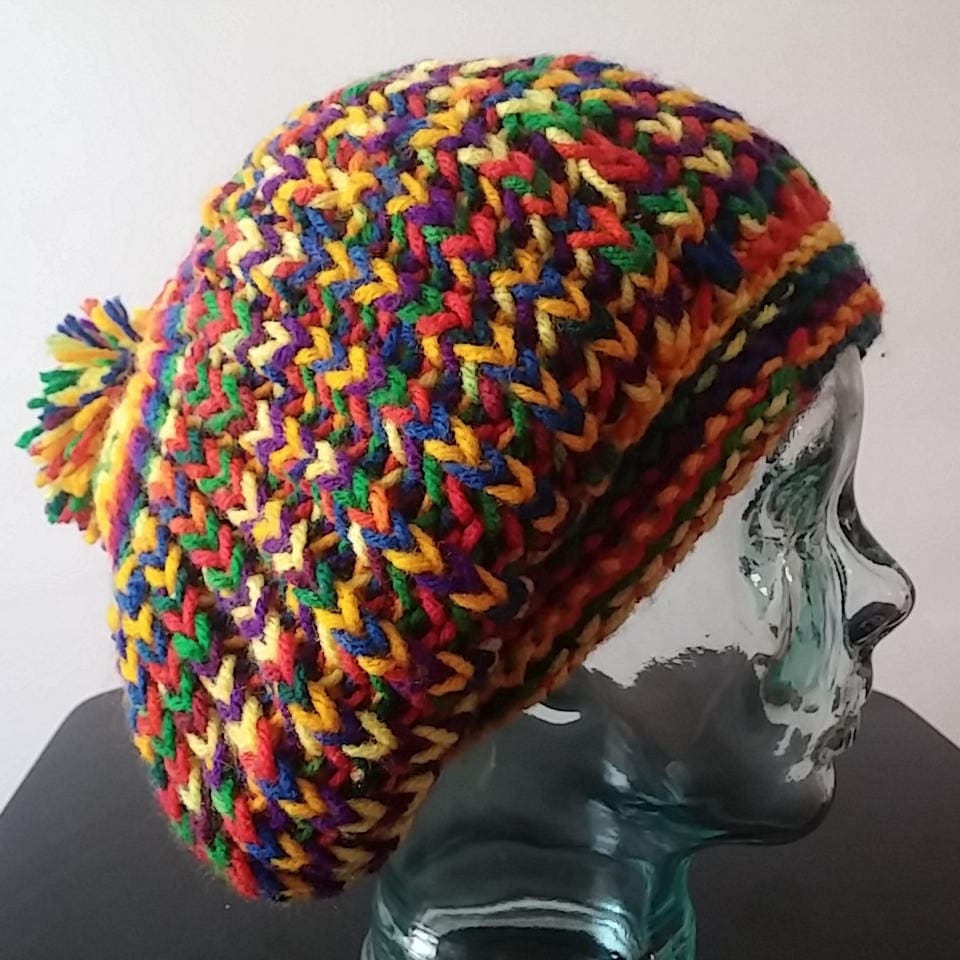 Rasta Style Slouchy Beanie Mit Oder Ohne Pom Rasta Style Slouchy Beanie Mit Oder Ohne Pom von ItsAKnitLife