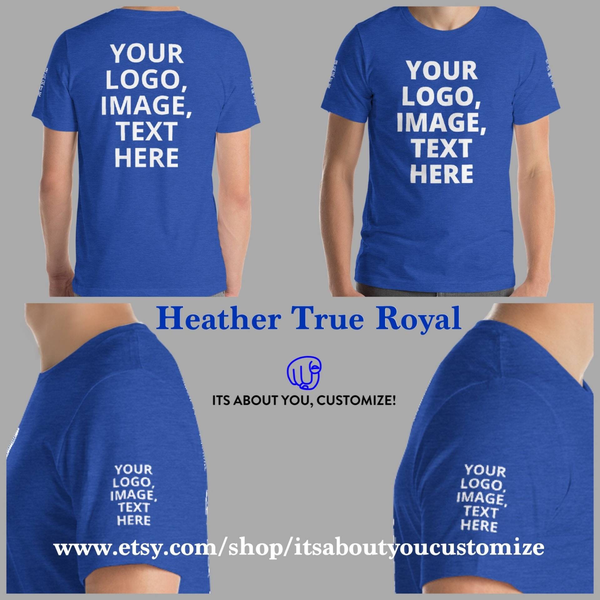 Anpassbares Heather Royal Blue Herren T-Shirt Fügen Sie Ihr Design Hinzu von ItsAboutYouCustomize