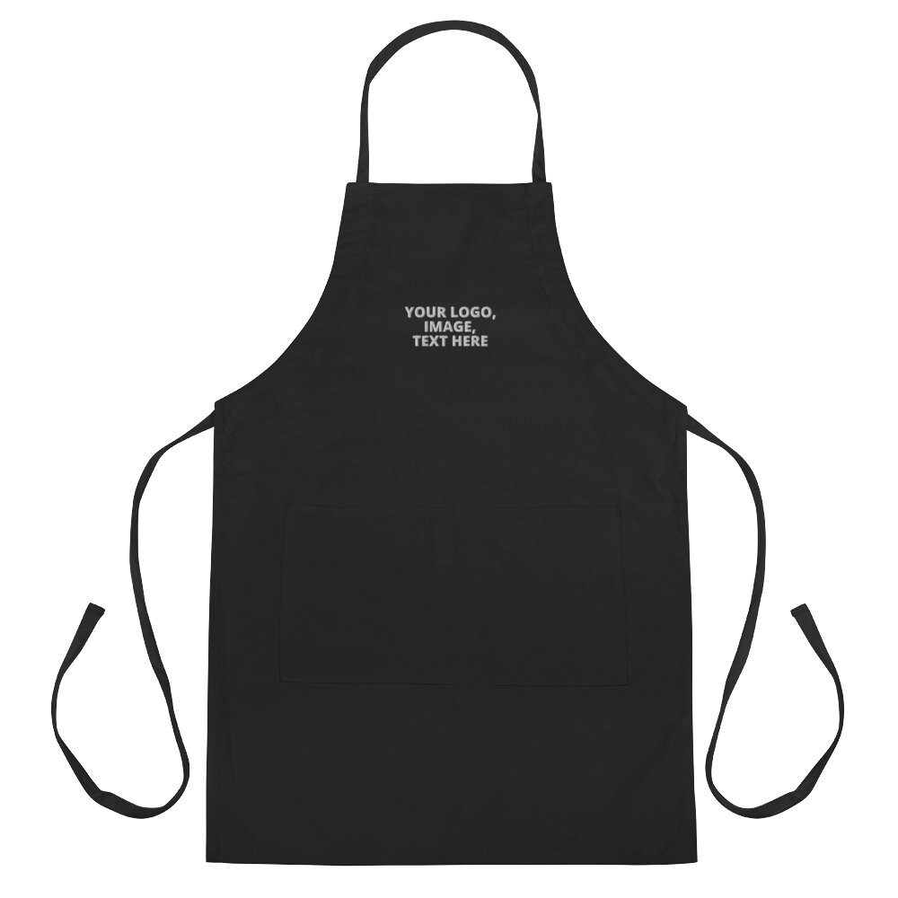 Schwarz Bestickt Apron, Fügen Sie Ihr Logo, Bild Oder Text Auf Diesem Apron von ItsAboutYouCustomize