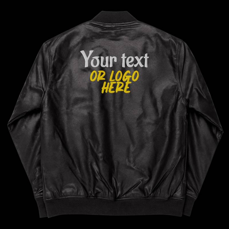 Gestickte Bomberjacke Aus Kunstleder Benutzerdefiniertes Logo, Bild Oder Text von ItsAboutYouCustomize