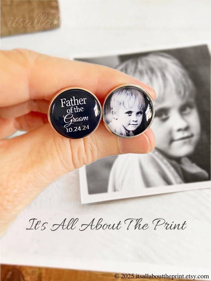 Vater Des Bräutigams Manschettenknöpfe, Personalisierte Hochzeit Manschettenknöpfe Mit Foto, Foto-Manschettenknöpfe, Hochzeit-Andenken, Geschenk von ItsAllAboutThePrint