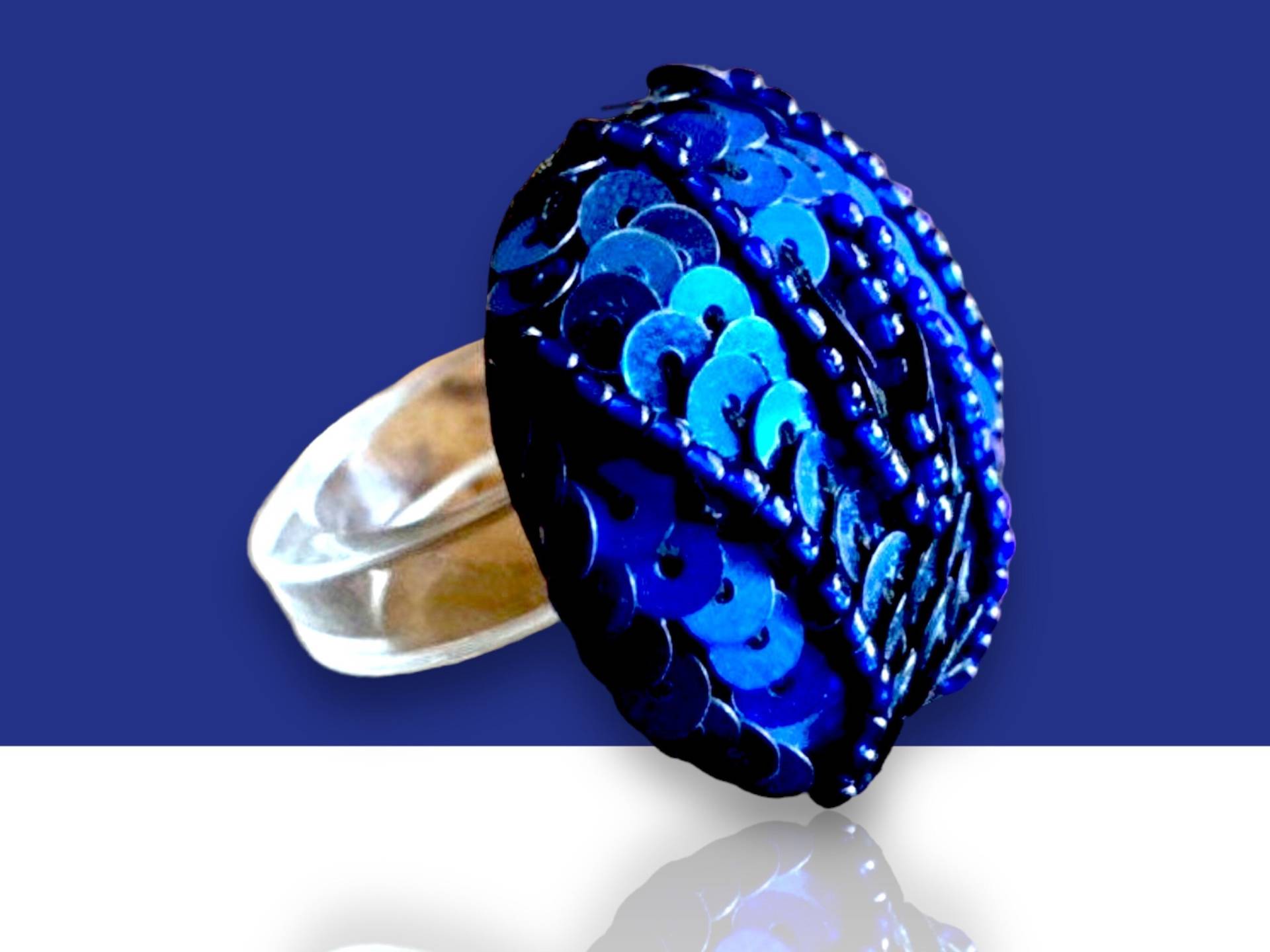 Blauer Glitzer Pailletten Ring von ItsDanaMade