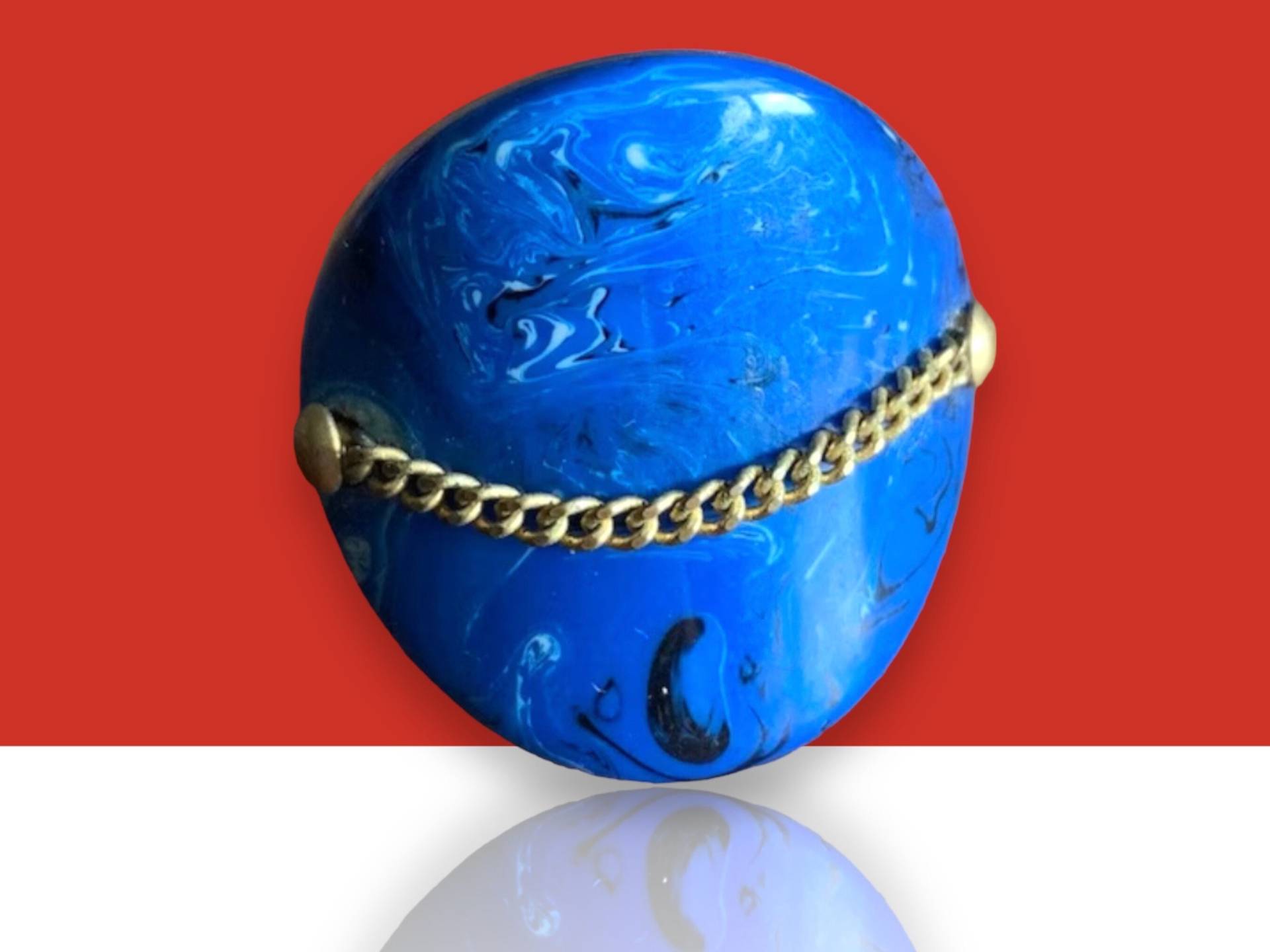 Marmorierter Blau Gold Kettenring von ItsDanaMade