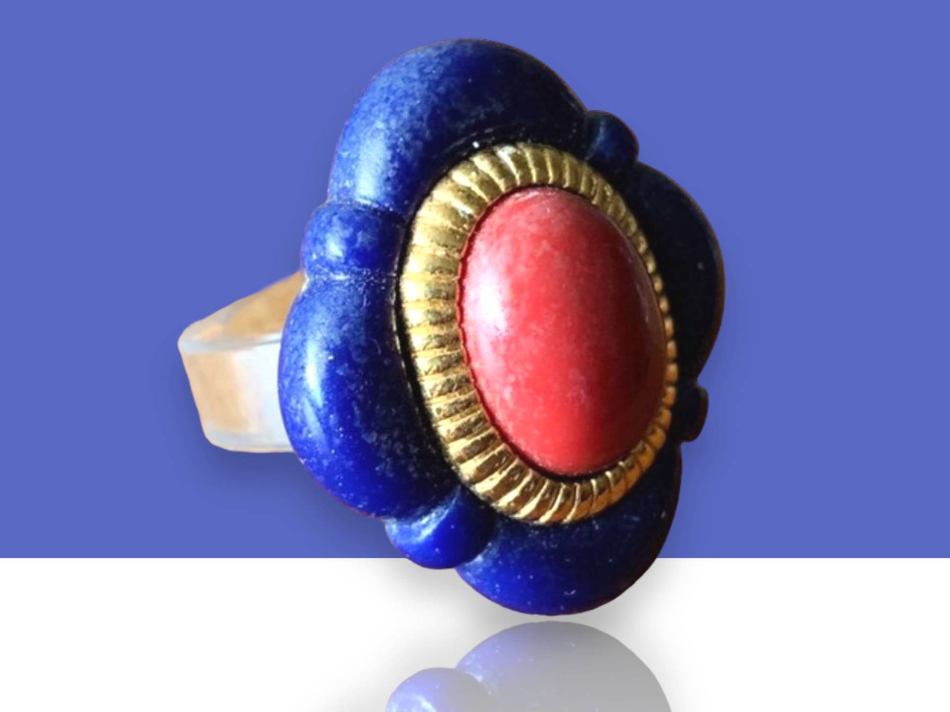 Ring Aus Kobalt-Messing Und Rostorange von ItsDanaMade