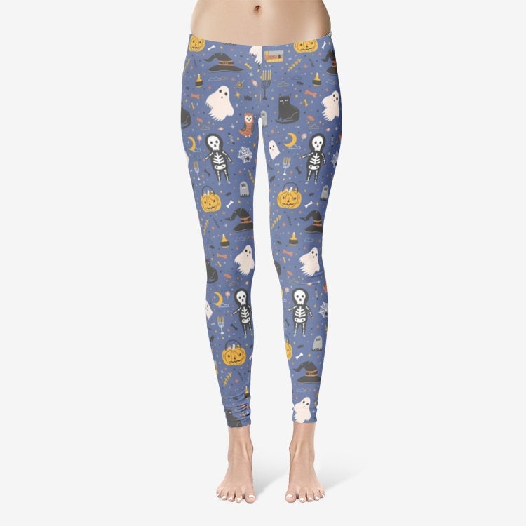 Süße Halloween Kürbisse Und Gruselige Geister Damen Temp Control Baumwolle Leggings von ItsDemBoys
