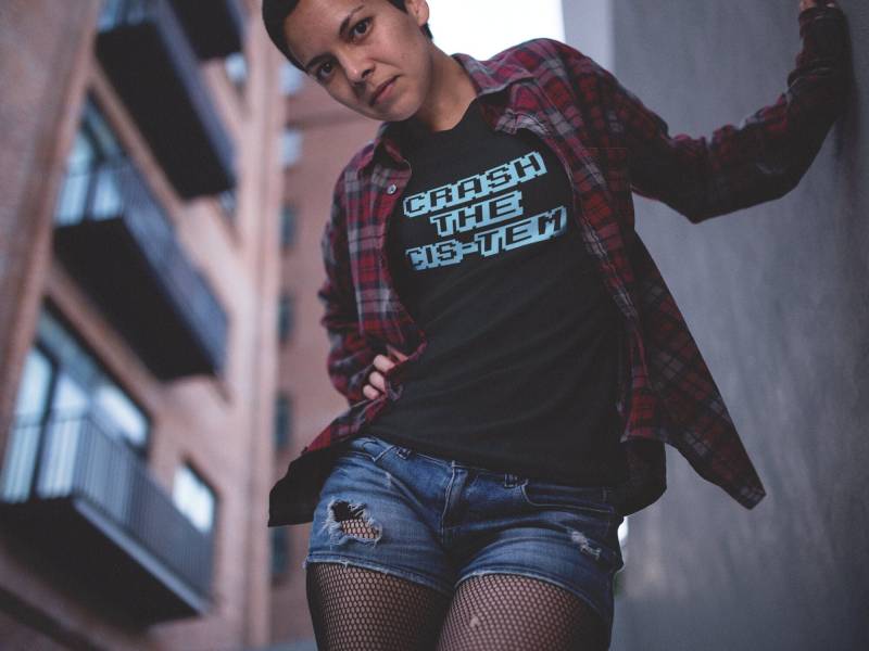Lgbtq+ Pride - Crash The Cis-Tem Unisex T-Shirt Trans Non Binary Queer Gender Fluid Sie/Them von ItsPerfectlyQueer