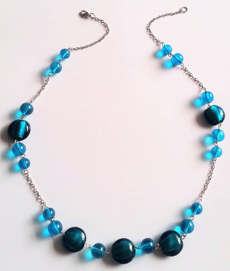Blaue Halskette Mit Lampwork-Perlen Aus Muranoglas Und Kristallperlen - Schmuck Accessorize Weihnachtsgeschenk von ItsaGirlThingx