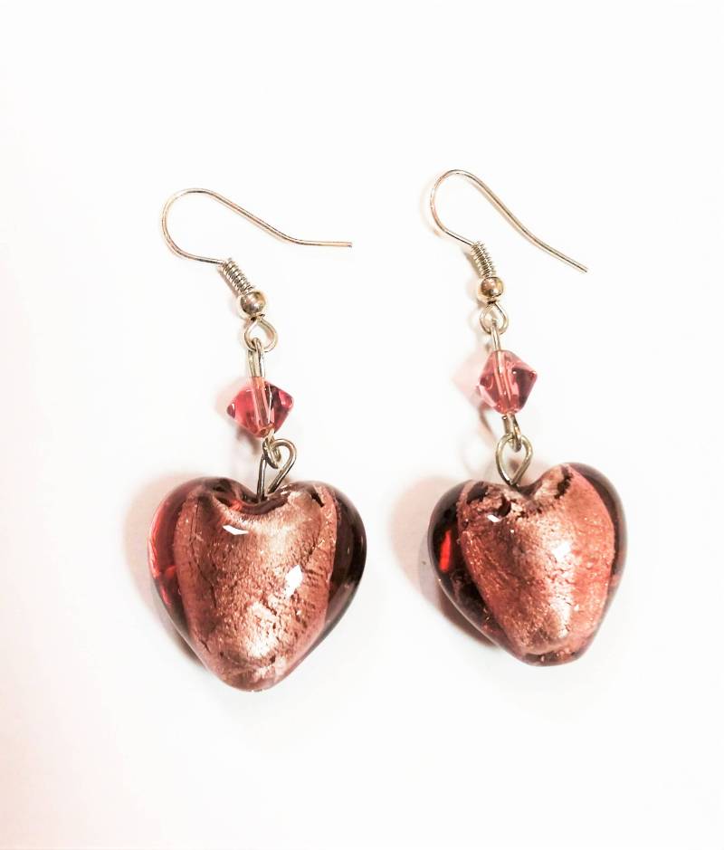 Muranoglas Lampwork Kristall Anhänger Tropfen Ohrringe - Dunkles Altrosa Herz Buy 2 Get 1 Gratis Schmuck Accessorize Weihnachten Muranoglas Lampwork Kristall Anhänger Tropfen Ohrringe - Dunkles Altrosa Herz Buy 2 Get 1 Gratis Schmuck Accessorize Weihnachten von ItsaGirlThingx