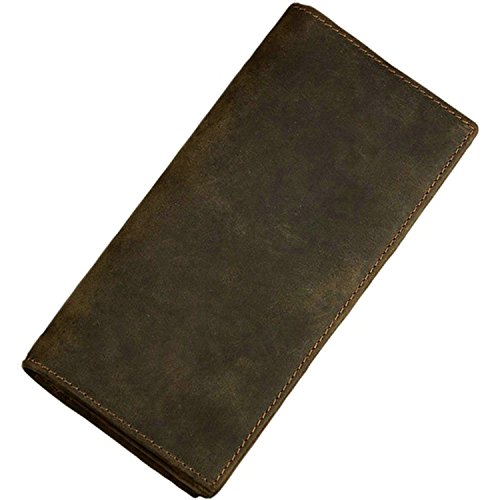 ITSLIFE Herren Vintage Look echtes Leder Lange Bifold Wallet RFID Check Rodeo Wallets einheitsgröße von Itslife