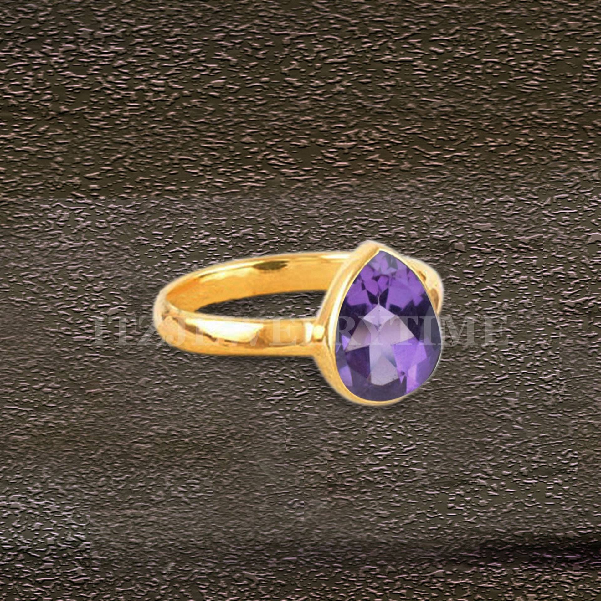 Echter Amethyst Ring, Silber Ring Für Frauen, Boho Hippie Lila Stein Pear Stone von ItzJewelryTime