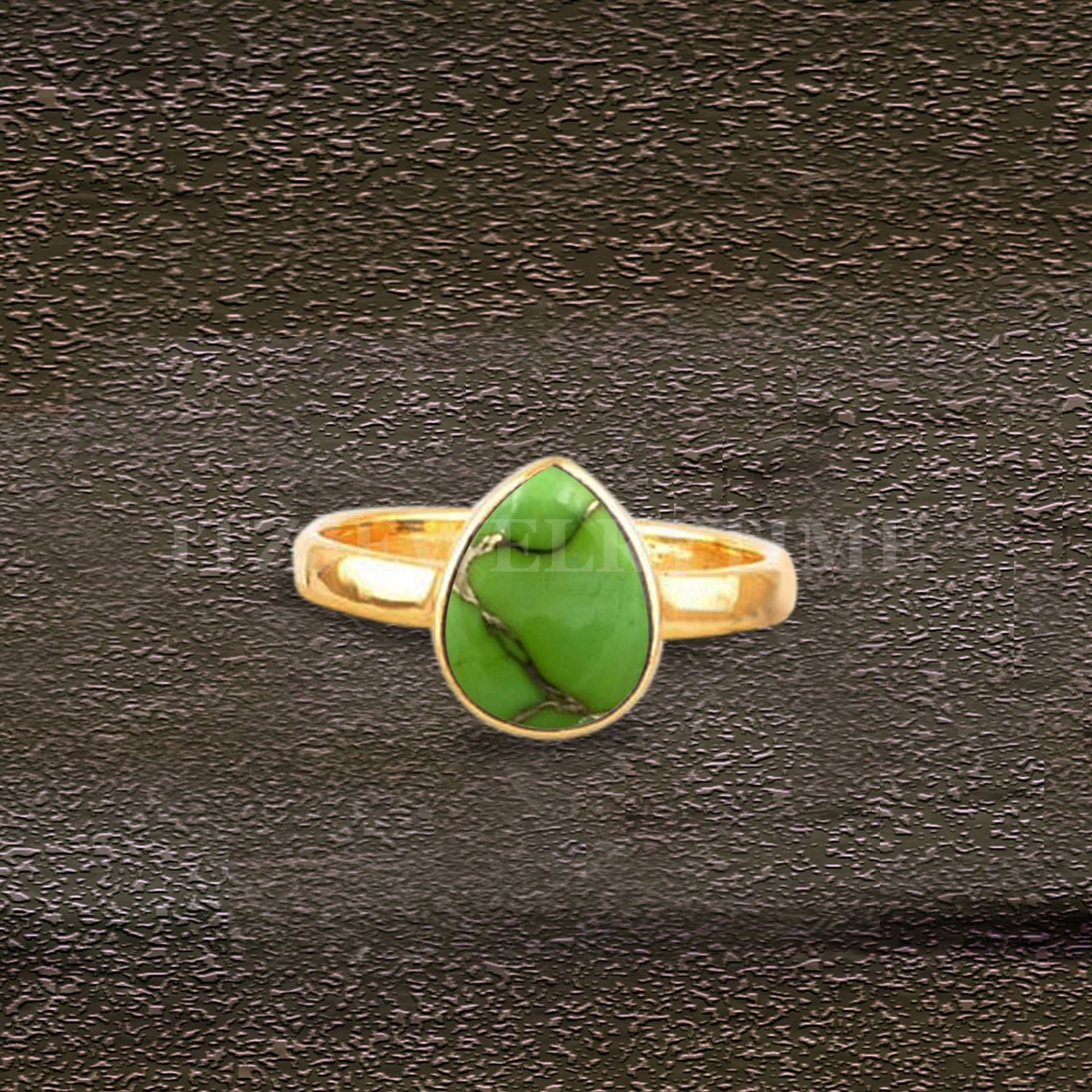 Grüner Kupfer Türkis Ring, 925 Silber Ringe, Birne Grün Edelstein Frauen Geschenk Für Sie, Ring von ItzJewelryTime