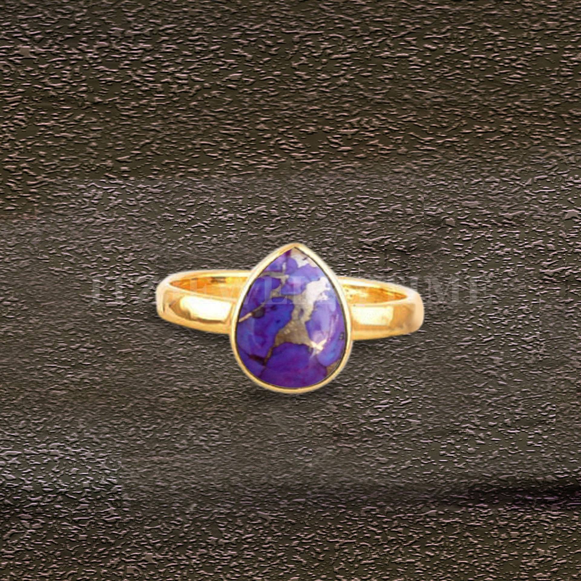 Lila Kupfer Türkis Ring, 925 Silber Ringe, Birne Edelstein Frauen Geschenk Für Sie, Ring von ItzJewelryTime