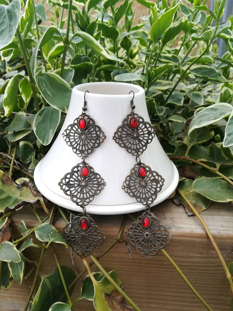 Ohrhänger, Boho Ohrringe, Handgemachter Schmuck, Lange Stil, Bronze Schmuck von ItzaJewellery