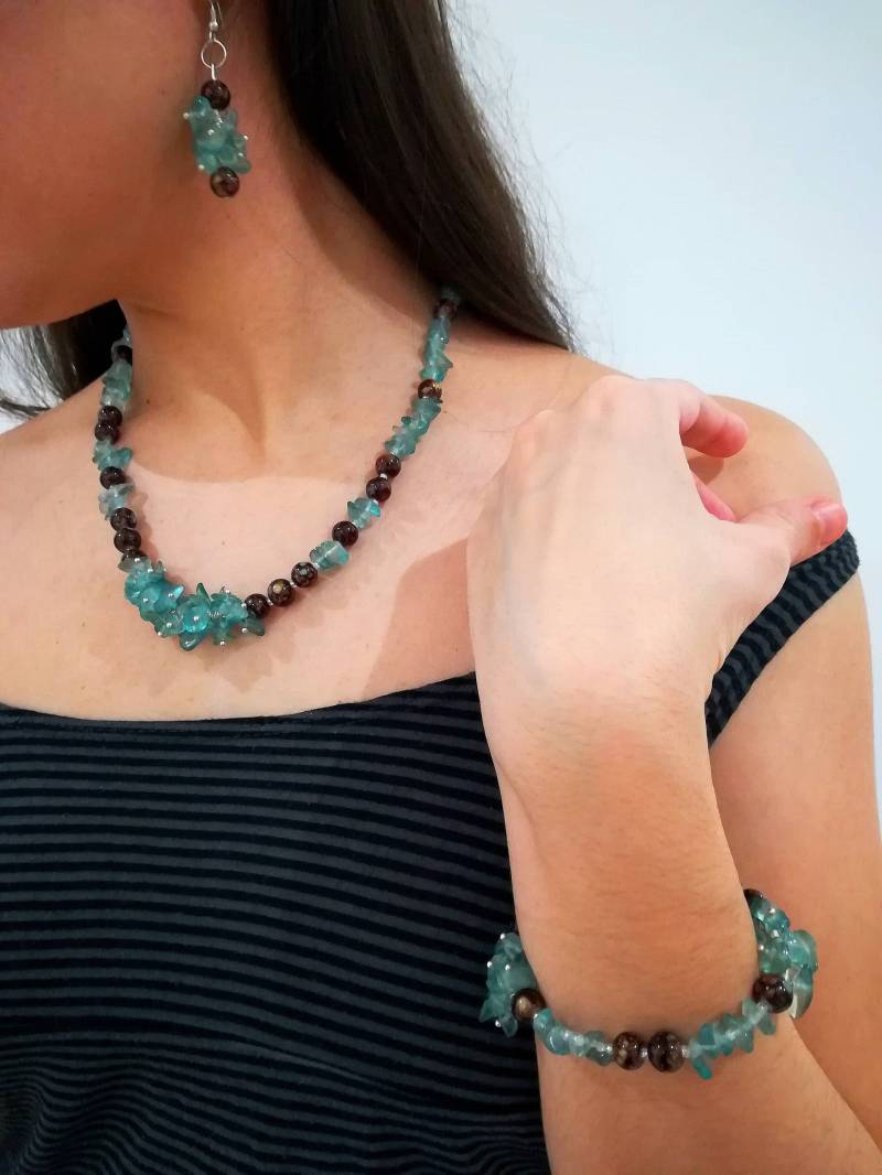 Türkis Und Braun, Schmuckset, Perlenschmuck, Halskette, Lange Boho Style, Handgemachter Schmuck Türkis Und Braun, Schmuckset, Perlenschmuck, Halskette, Lange Boho Style, Handgemachter Schmuck von ItzaJewellery