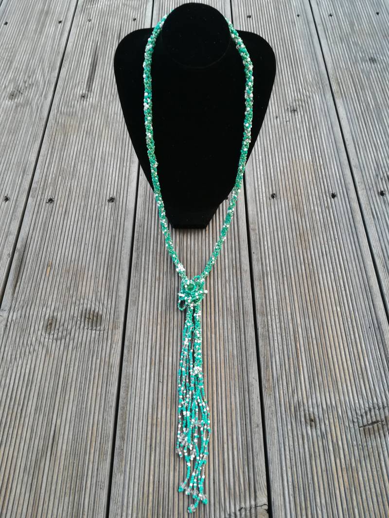 Türkis Und Braun Perlenkette, Kette, Lange Boho Style, Handgemachter Schmuck von ItzaJewellery
