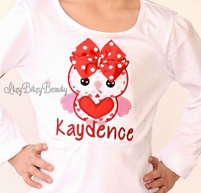 Eulen Shirt Zum Valentinstag - Passende Schwester Shirts Eule Schleife Beinwärmer Rosa Und Rotes Outfit von ItzyBitzyBeauty