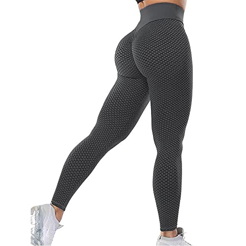 Iuulfex Scrunch Butt Lifting Leggings Booty Yoga Pants Anti Cellulite Texturierte Leggings Frauen Workout Hohe Taille, 2-schwarz, Groß von IuulFex