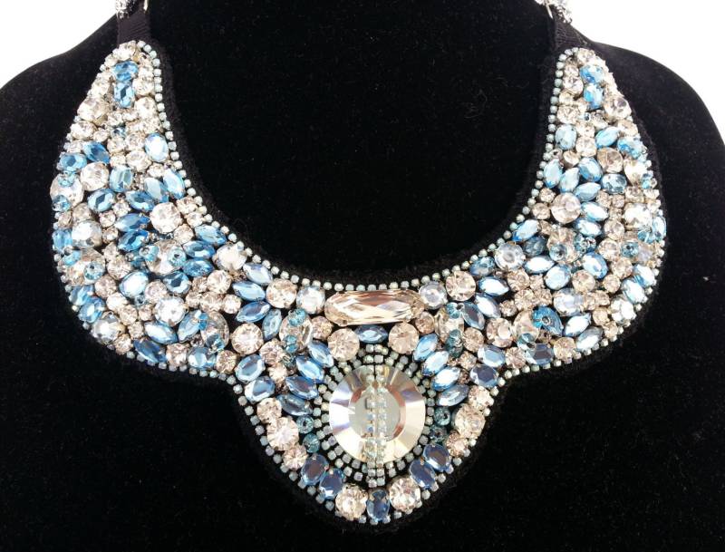 Handgemachte Strass Collier Kette Türkis & Saphir Statement Schmuck Iv36 Handgemachte Strass Collier Kette Türkis & Saphir Statement Schmuck Iv36 von IvMiro