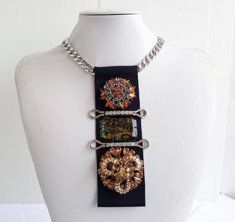 Handgemachtejewelierte Krawatten-Kette Strass-Statement-Halskette Iv245 Handgemachtejewelierte Krawatten-Kette Strass-Statement-Halskette Iv245 von IvMiro