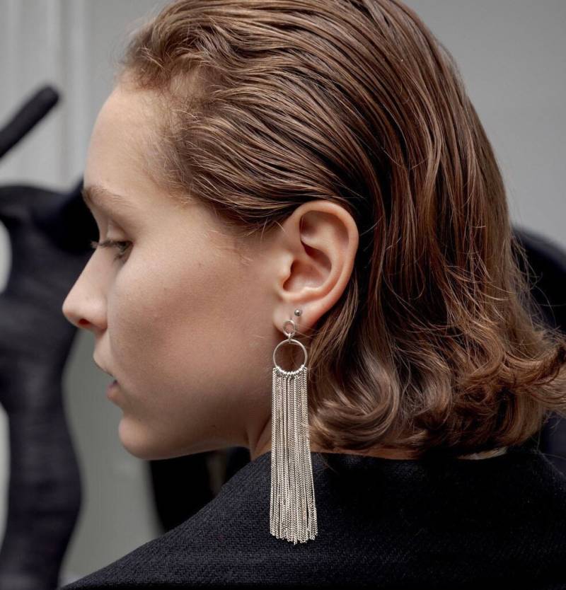 Fransen Lange Ohrringe, Kette Party Sterling Silber 925, Statement Wasserfall Boho Sommer Schmuck von IvaJewelery