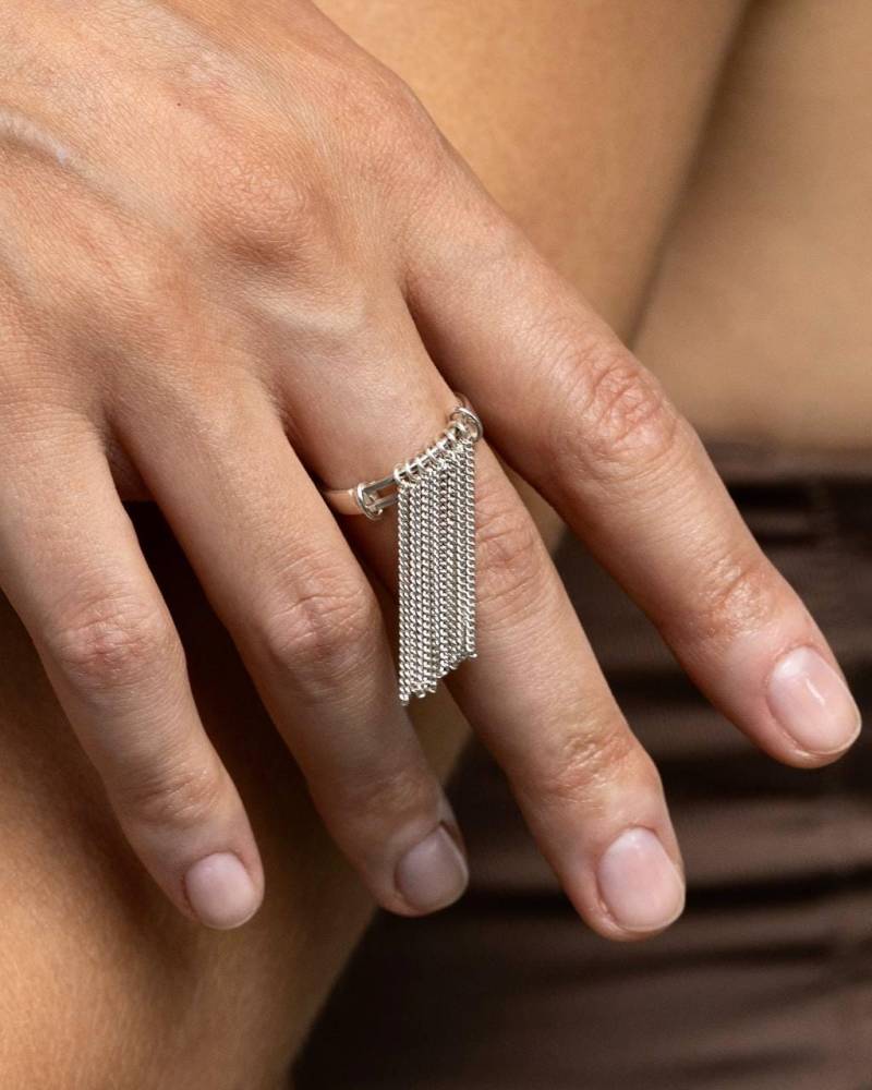 Ring Mit Quasten, Verstellbarer Silber 925 Ketten Quaste Fidget Für Frauen - Perfektes Geburtstagsgeschenk Sie von IvaJewelery