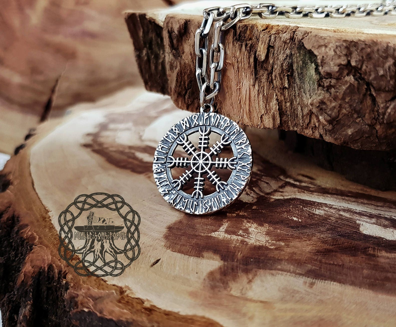 sterling Silber Helm Der Ehrfurcht Anhänger. Handgefertigter Wikingerschmuck Aegishjalmur von IvaldiSonsForge