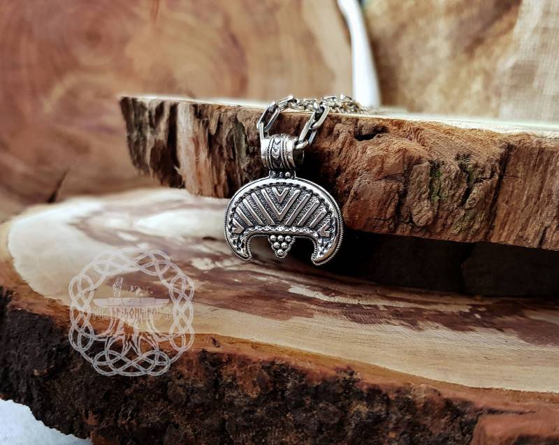 sterling Silber Wikinger Lunula Anhänger Halskette Damen Amulett Schmuck von IvaldiSonsForge