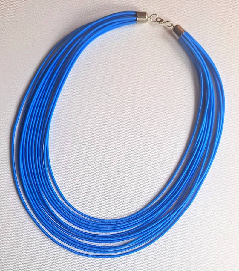 Blaue Kordel Halskette Chunky Textile Bib Halskette von Ivanely