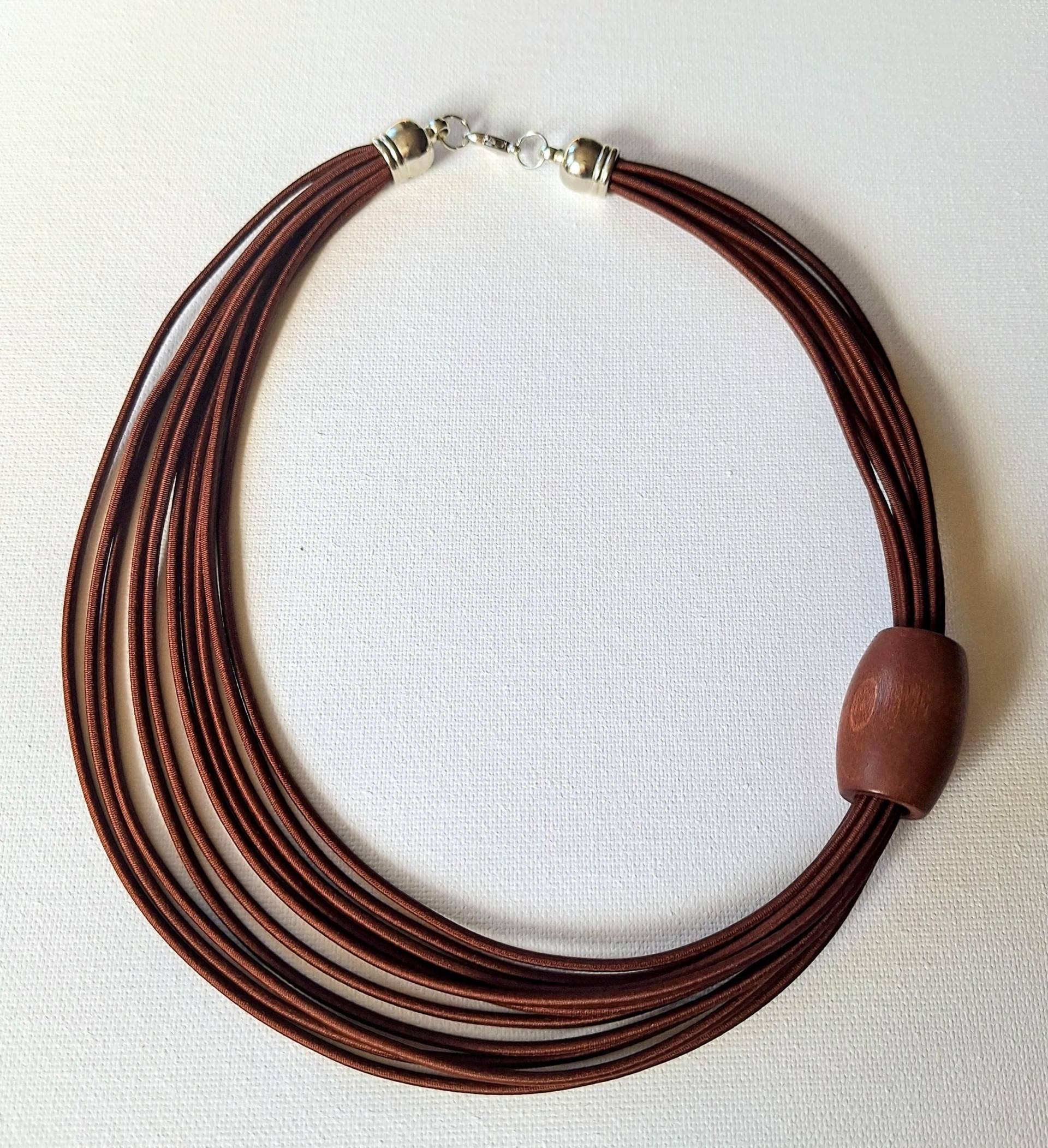 Braune Holzperlen Bib Halskette Statement Seil Schmuck von Ivanely