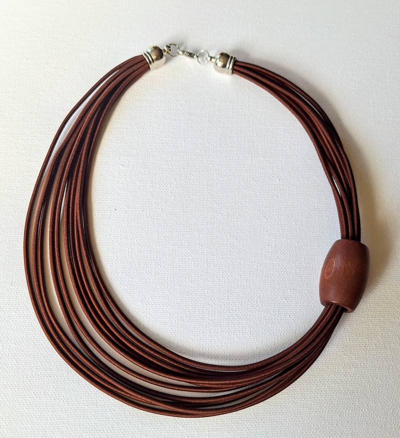 Braune Holzperlen Bib Halskette Statement Seil Schmuck von Ivanely