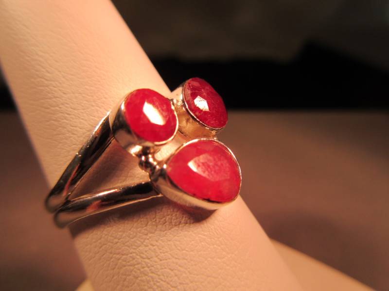 Boho Sterling Silber Himbeerquarz Ring - 9 von IvansJewelry