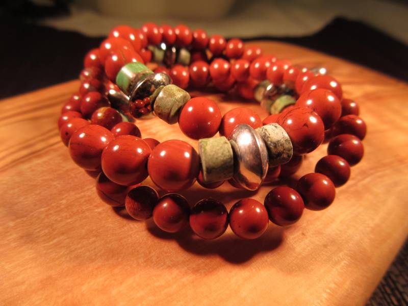 Boho Sterling Silber Koralle Armreif von IvansJewelry