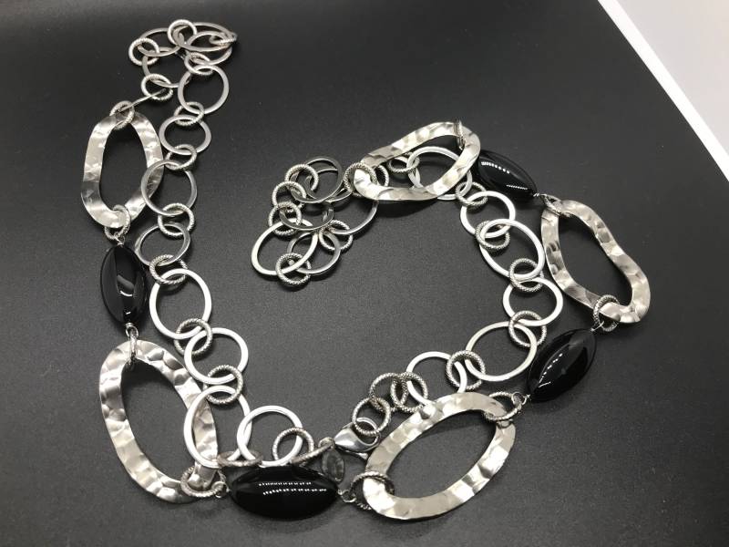 Coole Milor Edelstahl Schwarze Perlenkette von IvansJewelry