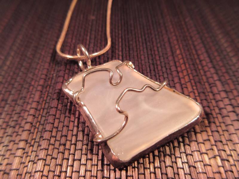 Coole Modernist Sterling Silber Frosted Glas Halskette von IvansJewelry