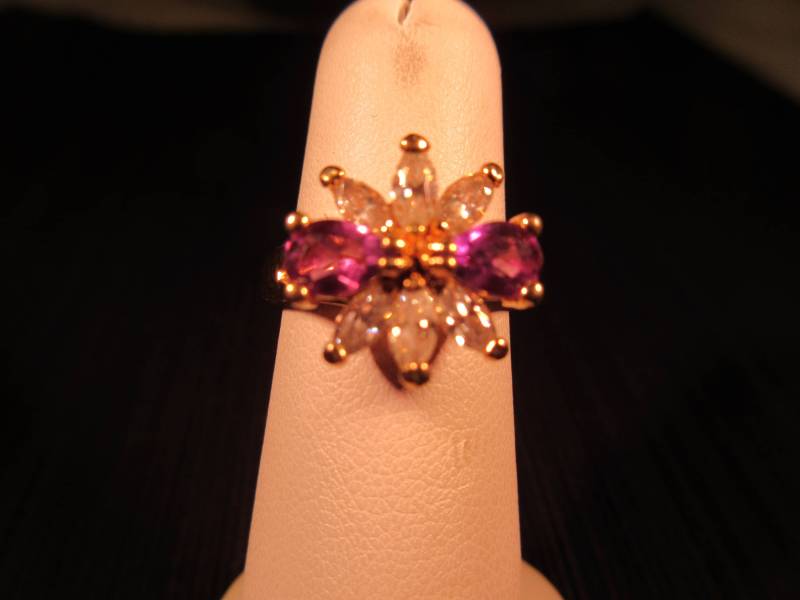 Retro Sterling Silber Gold Wash Amethyst Cz Ring - 6 von IvansJewelry