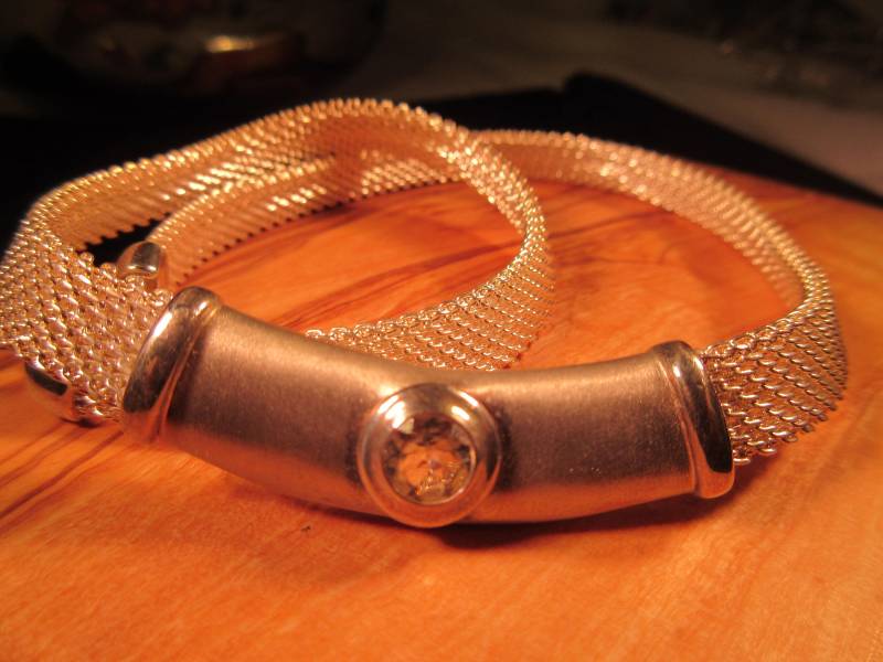 Vintage Espo Kette Mail Sterling Silber Cz Halskette von IvansJewelry