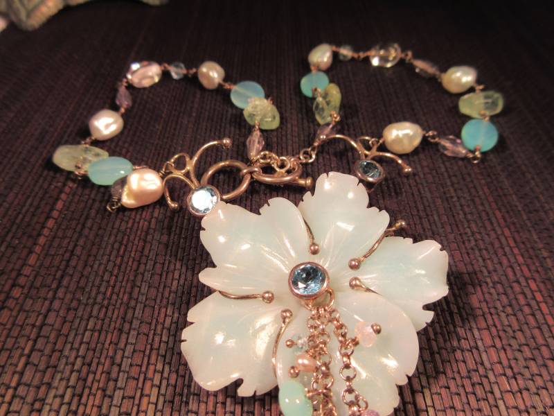 Vintage Sterling Silber Perlmutt Halskette von IvansJewelry