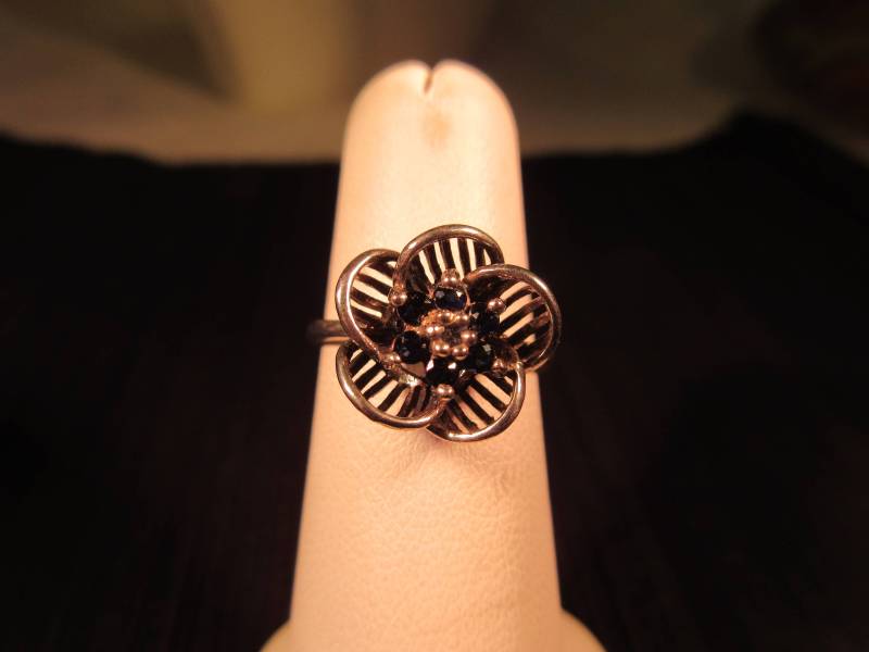 Zarter Retro Sterling Silber Cz Blumenring - 6 von IvansJewelry