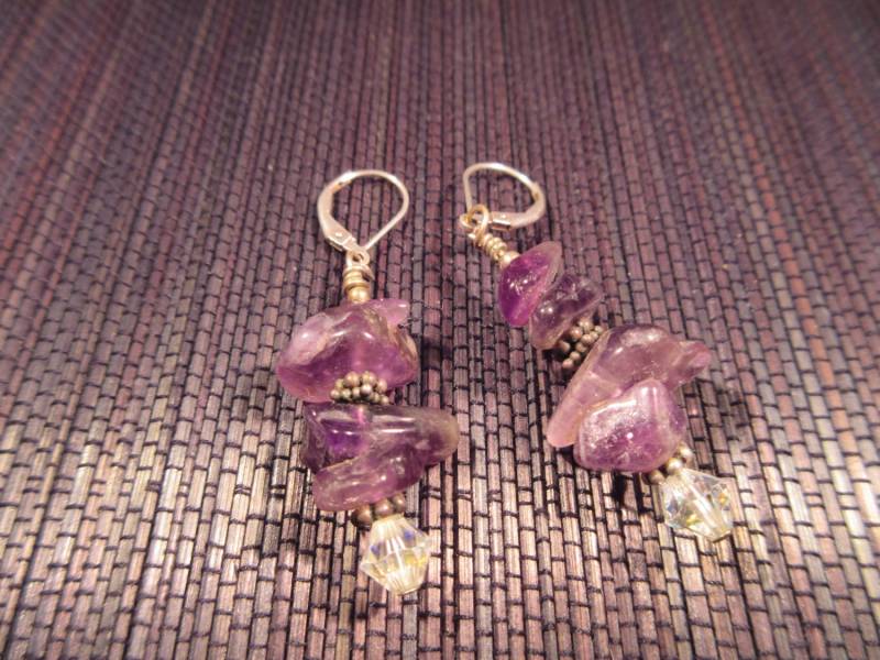 sterling Silber Lila Perlen Tropfen Ohrringe von IvansJewelry