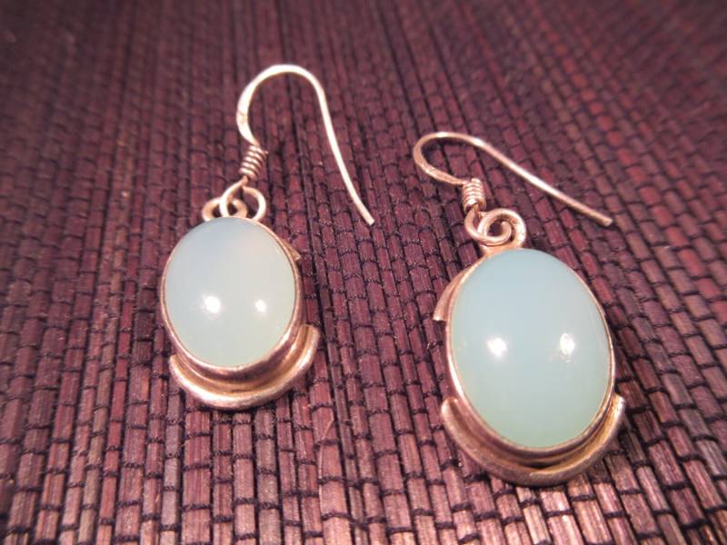 sterling Silber Mint Grün Edelstein Ohrringe von IvansJewelry